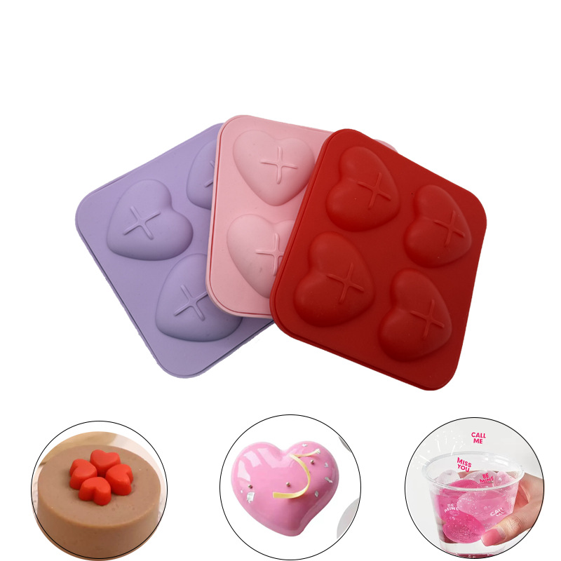 silicone 4 Grid Heart Ice Mold