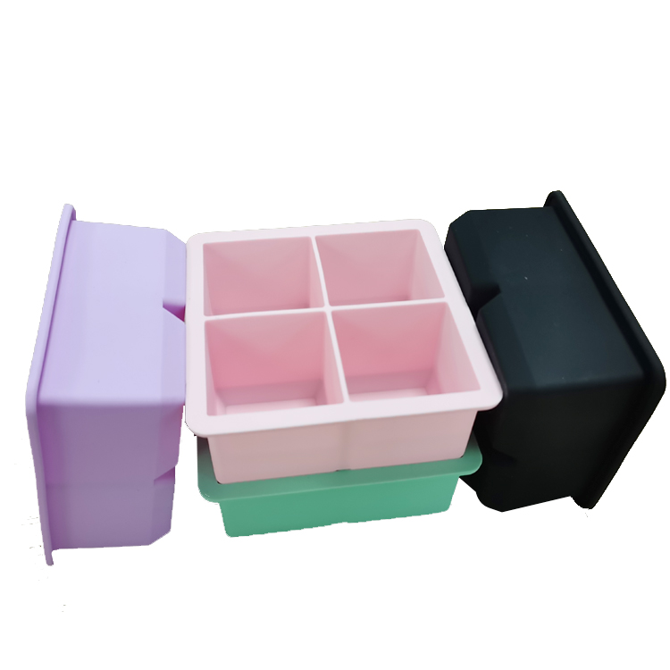 4 Cavity Large 5cm Square Silicone Ice Cube Mold