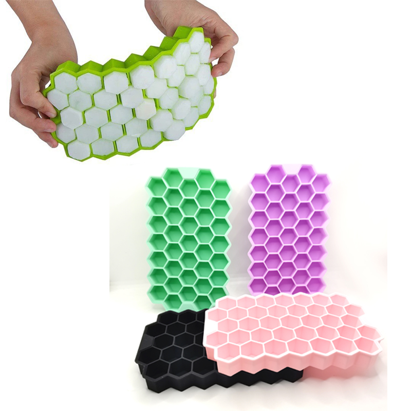37 Cavity Honeycomb Silicone Ice Cube Tray With Lid