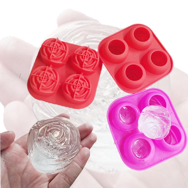 4 Cavity Rose Silicone Ice Mold