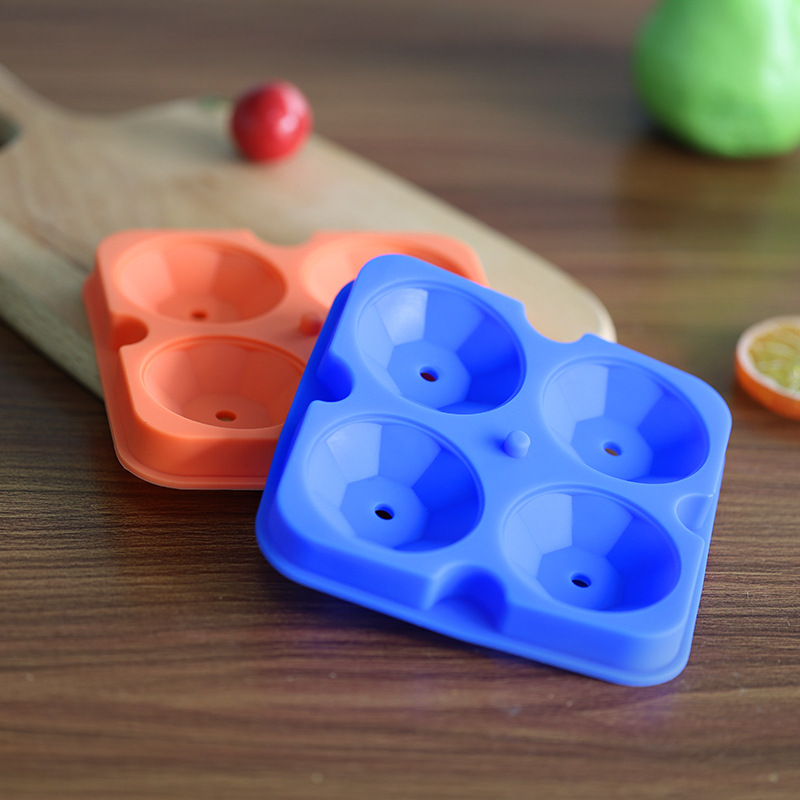 4-Cavity Diamond Sphere Silicone Ice Cube Tray