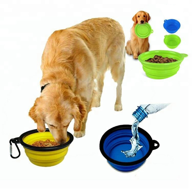 2 Sizes Collapsible Silicone Pet Bowl With Metal Carabiner