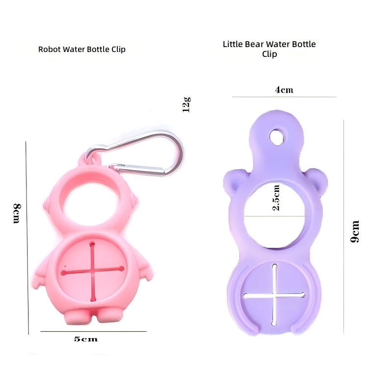 2 Styles Cartoon Silicone Water Bottle Clip