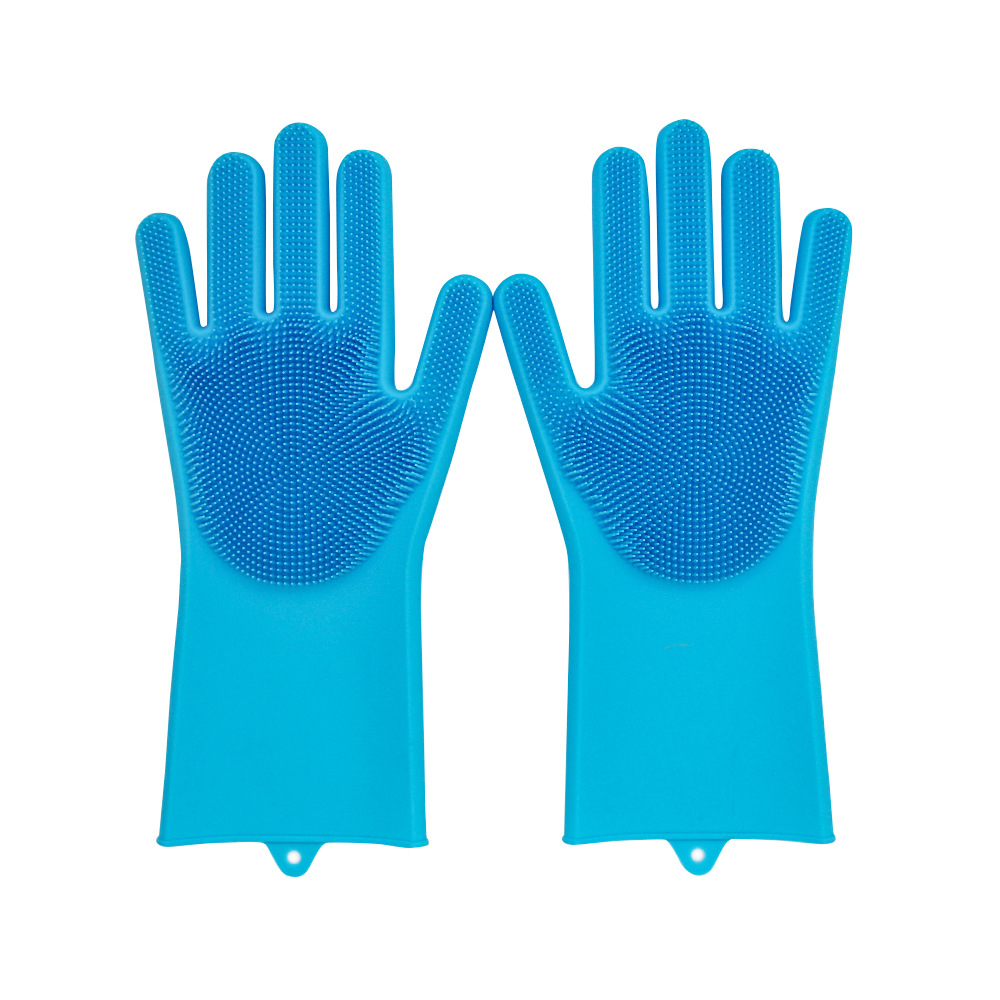 Multi-Functional Silicone Cleaning Gloves With Scrub Brush Bristles